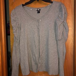 Grey ruffle sleeve cardigan